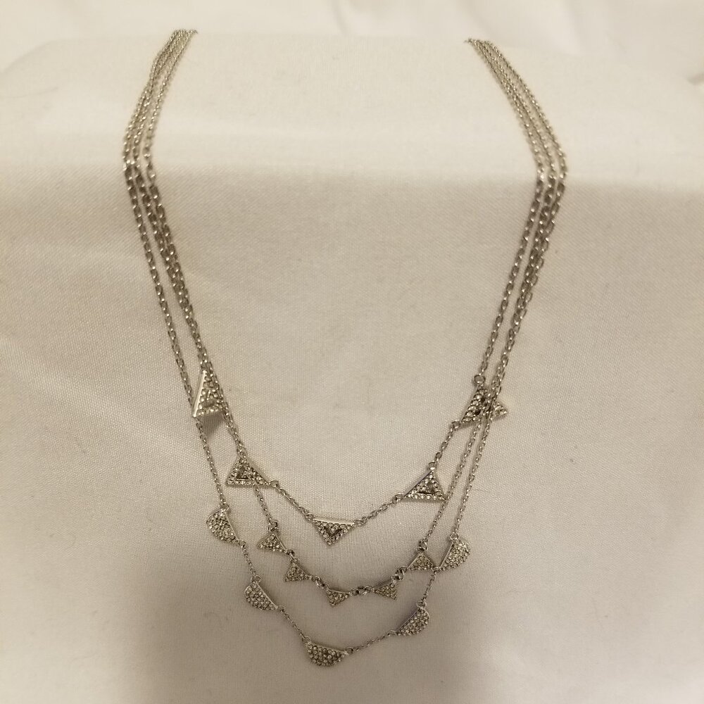 Stella & Dot Pave Chevron Necklace in Silver Tone with Crystals